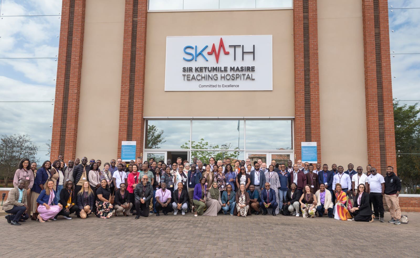 PRIMAFAMED pre-conference delegates outside Sir Ketumile Masire Teaching Hospital